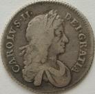 SHILLINGS 1677  CHARLES II 2ND BUST VERY SCARCE GF/NVF