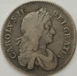 SHILLINGS 1677  CHARLES II 2ND BUST VERY SCARCE GF/NVF