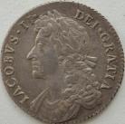 SHILLINGS 1687  JAMES II 7 OVER 6 G OVER A RARE NEF