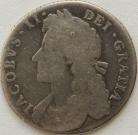 SHILLINGS 1688  JAMES II 8 OVER 7 VERY SCARCE F