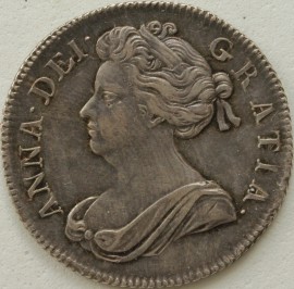 SHILLINGS 1702  ANNE PLUMES VERY SCARCE GVF/NEF