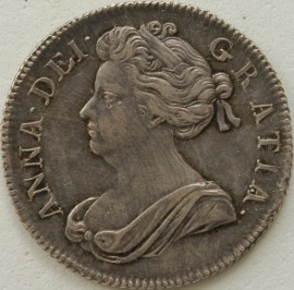 SHILLINGS 1702  ANNE PLUMES VERY SCARCE GVF/NEF