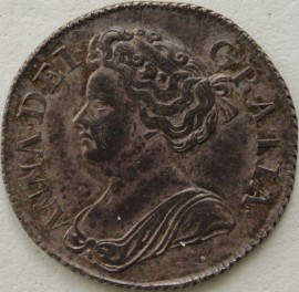 SHILLINGS 1713  ANNE ROSES AND PLUMES 3 OVER 2  NEF/EF