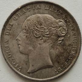 SHILLINGS 1843  VICTORIA RARE TINY EDGE KNOCK UNC T