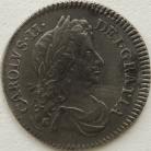 SIXPENCES 1682  CHARLES II DRAPED BUST 2 OVER 1 SCARCE NEF