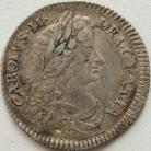 SIXPENCES 1682  CHARLES II DRAPED BUST 2 OVER 1 SCARCE NVF