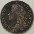 SIXPENCES 1687  JAMES II LATE SHIELDS VERY SCARCE GVF/VF