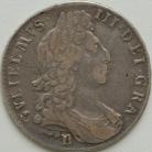 HALF CROWNS 1697 B WILLIAM III BRISTOL. 1ST BUST. LARGE SHIELDS. LATE HARP. NONO ESC 543 SCARCE NVF