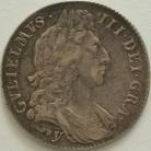 HALF CROWNS 1696 Y WILLIAM III 1ST BUST LARGE SHIELDS EARLY HARP YORK MINT GVF