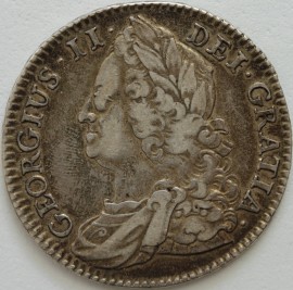 HALF CROWNS 1745  GEORGE II ROSES 5 OVER 3 VF/GVF