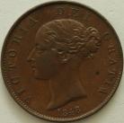 HALFPENCE 1848  VICTORIA 8 OVER 7 VERY SCARCE GVF