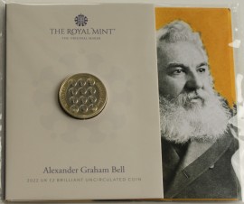 TWO POUNDS 2022  ELIZABETH II ALEXANDER GRAHAM BELL PACK BU