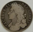 HALF CROWNS 1687  JAMES II 1ST BUST 7 OVER 6 VERY SCARCE F
