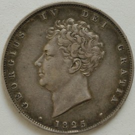 HALF CROWNS 1825  GEORGE IV BARE HEAD GVF