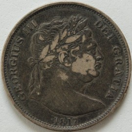 HALF CROWNS 1817  GEORGE III LARGE BULL HEAD  GF