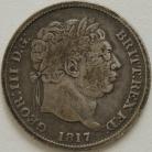 SHILLINGS 1817  GEORGE III UNBARRED H IN HONI GF