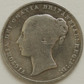 SHILLINGS 1859  VICTORIA 9 OVER 8 RARE GF