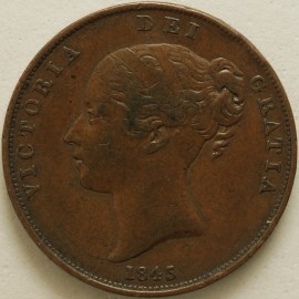 PENNIES 1845  VICTORIA VERY SCARCE GVF