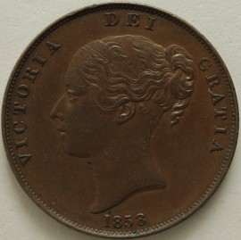 PENNIES 1858  VICTORIA NO WW GVF