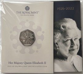 FIFTY PENCE 2022  ELIZABETH II HER MAJESTY QUEEN ELIZABETH II JUBILEE PACK  BU