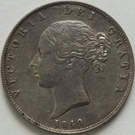 HALF CROWNS 1849  VICTORIA LARGE DATE NEF