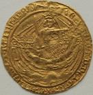 HAMMERED GOLD 1356 -1361 EDWARD III NOBLE. 4TH COINAGE. PRE-TREATY PERIOD. SERIES G. MM CROSS 5. KING WITH SWORD AND SHIELD STANDING IN SHIP NVF
