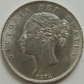 HALF CROWNS 1874  VICTORIA  UNC LUS