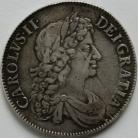 CROWNS 1672  CHARLES II 3RD BUST QUARTO - ADJUSTMENT MARKS BY DATE NVF
