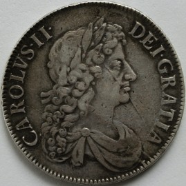 CROWNS 1672  CHARLES II 3RD BUST QUARTO - ADJUSTMENT MARKS BY DATE NVF