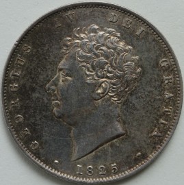 HALF CROWNS 1825  GEORGE IV BARE HEAD 3RD REVERSE SIGNS OF OLD CLEANING GEF