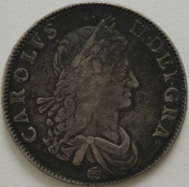 CROWNS 1662  CHARLES II 1ST BUST ROSE BELOW  NVF