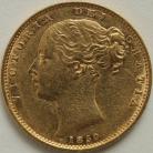 SOVEREIGNS 1850  VICTORIA LONDON SHIELD 5 OVER 5 SCARCE GVF