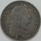 HALF CROWNS 1678  CHARLES II 4TH BUST TRICESIMO ESC480 SCRATCHES ON OBVERSE VERY RARE F/GF