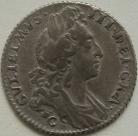 SIXPENCES 1696 C WILLIAM III CHESTER 1ST BUST EARLY HARP SCARCE VF/NVF
