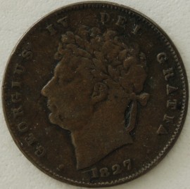 THIRD FARTHINGS 1827  GEORGE IV  GF