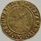 HAMMERED GOLD 1567 -1570 ELIZABETH I HALFCROWN. FINE GOLD. 3RD AND 4TH ISSUE. TOWER MINT. BROAD BUST. EAR VISIBLE. MM CORONET. VERY RARE NVF
