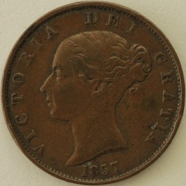 HALFPENCE 1857  VICTORIA  VF