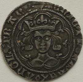 HENRY VI 1431 -1433 HENRY VI GROAT. READS HENIC FOR HENRIC. PINECONE - MASCLE ISSUE. CALAIS MINT. MM CROSS FLEURY/PLAIN CROSS. EXCELLENT PORTRAIT GVF