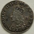 CHARLES II 1660 -1662 CHARLES II TWOPENCE. 2ND ISSUE. MACHINE MADE. MM CROWN. DIE FLAW ON REVERSE VF