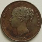 PENNIES 1858  VICTORIA WITH  WW 8 OVER 7 NEF