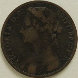 PENNIES 1875 H VICTORIA WIDE DATE F85 GF