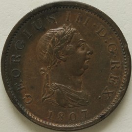 PENNIES 1807  GEORGE III TINY EDGE KNOCKS NEF 