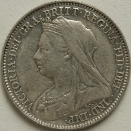 SIXPENCES 1893  VICTORIA OLD HEAD NVF