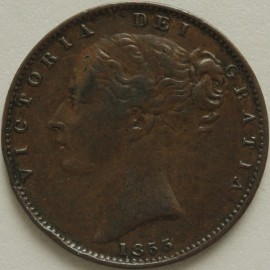 FARTHINGS 1855  VICTORIA WW INCUSE  GVF