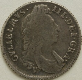 SHILLINGS 1696 Y WILLIAM III 1ST BUST YORK MINT ESC 1086 SCARCE GF