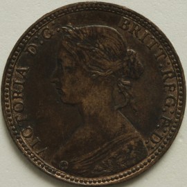 HALFPENCE 1860  VICTORIA ROUND BEADS F258 GVF