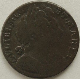 HALFPENCE 1694  WILLIAM & MARY  F/FAIR