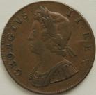 HALFPENCE 1730  GEORGE II SCARCE VF