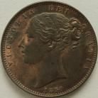 FARTHINGS 1850  VICTORIA 5 OVER 4 RARE UNC LUS