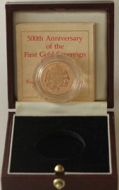 SOVEREIGNS 1989  Elizabeth II 500TH ANN OF SOVEREIGN WITH COA PROOF VERY SCARCE FDC